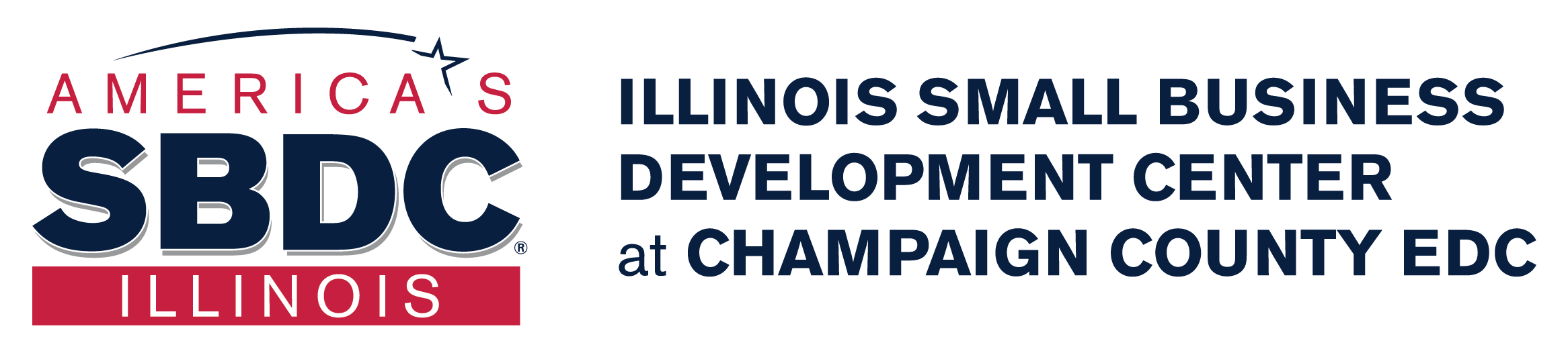 Logo for the Small Business Development Center at Champaign County EDC.