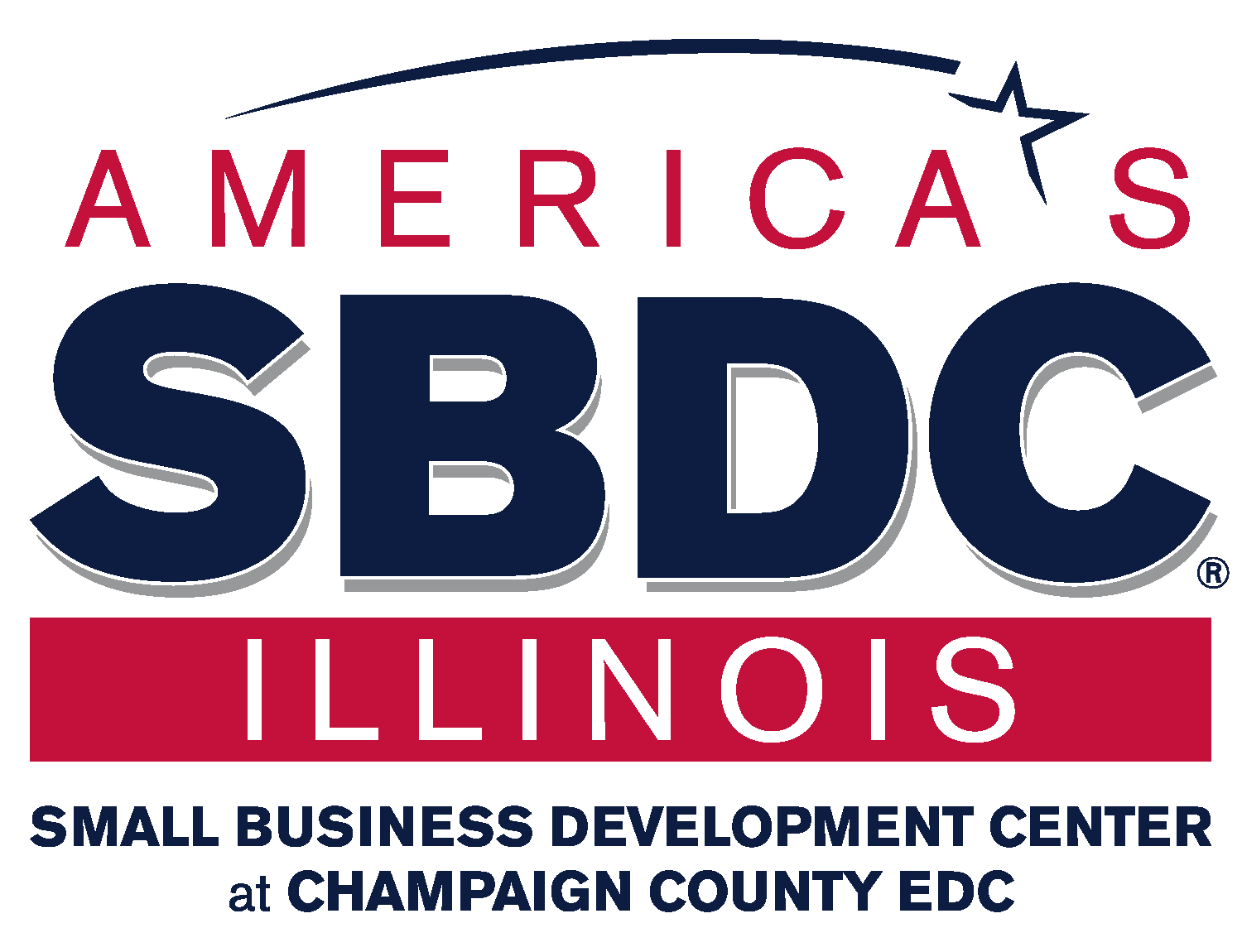 Logo for the Small Business Development Center at Champaign County EDC.
